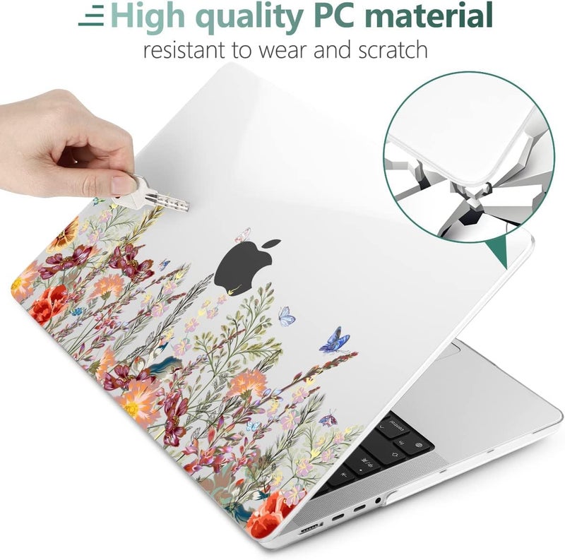 DONGKE Case for M5 MacBook Pro 14 inch 2025 2024-2021 M4 M3 M2 M1, Plastic Hard Shell Cover Compatible with A3434 A3112 A3401 A3185 A2992 A2779 A2442 Retina XDR Display & Touch ID, Floral Illustration - Image 5